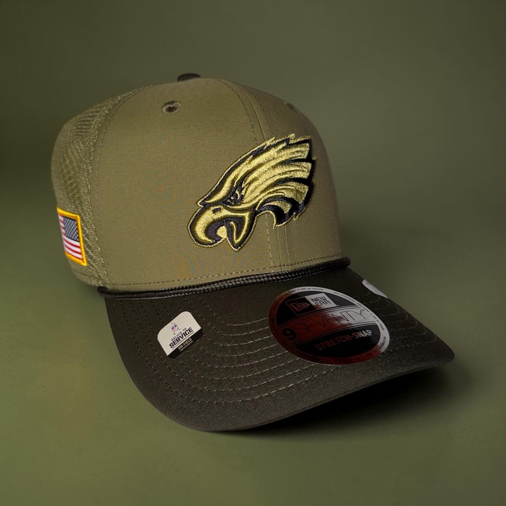 New Era Philadelphia Eagles Salute to Service 9Seventy Hat Olive Camo NWT OSFM